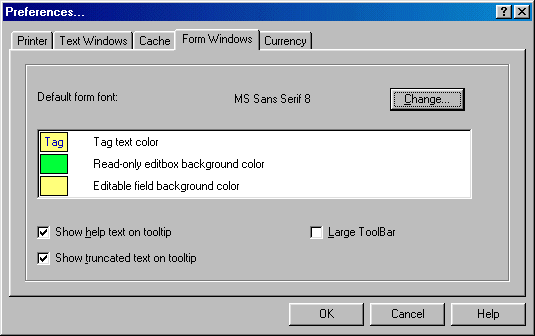 Form preferences