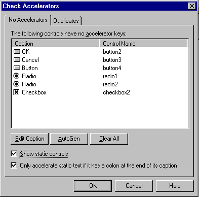 Tools Menu - Check Accelerators | KCML Reference Manual