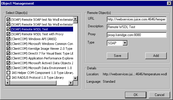 Object Management Dialog