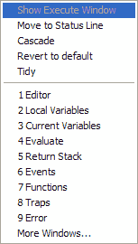 Window Menu | KCML Reference Manual